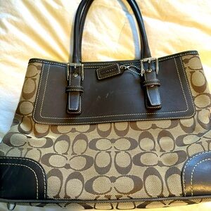 Coach Brown and Tan Shoulder Bag with Matching Wallet